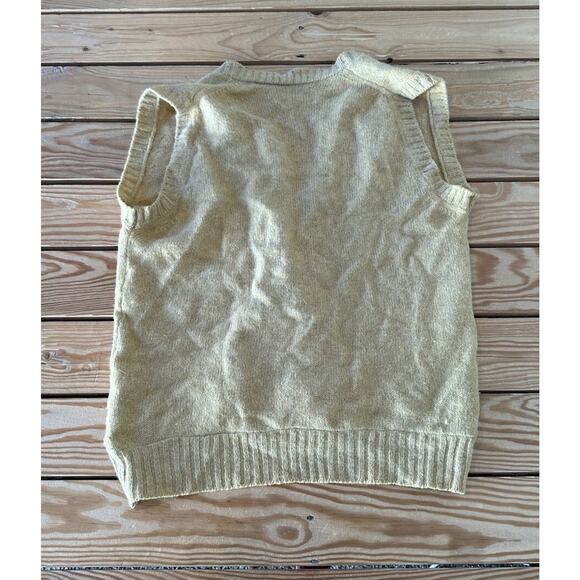 Pitlochry Of Scotland Vintage Wool Vest Sweater Size Large Yellow Button Front - Picture 2 of 6